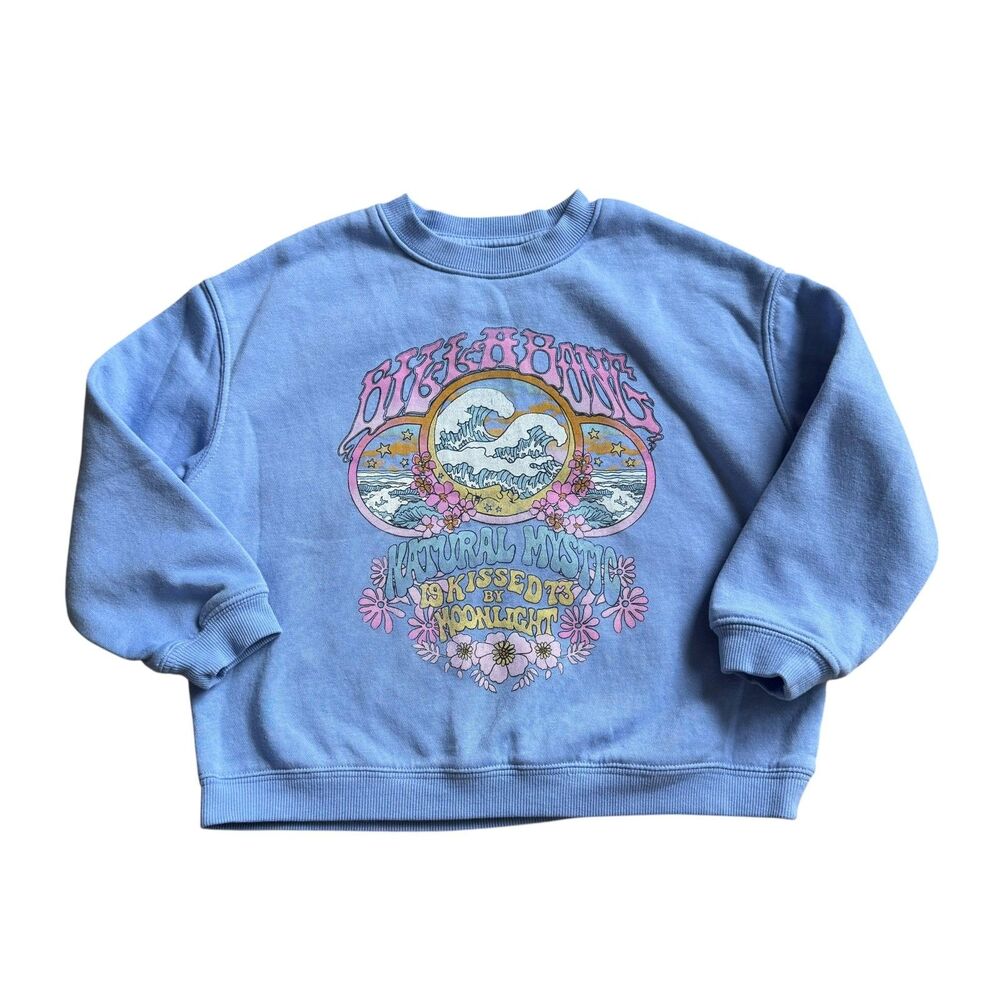 Billabong Girls Sweater Size XS EUC Blue Coastal Waves Sweatshirt  Surf